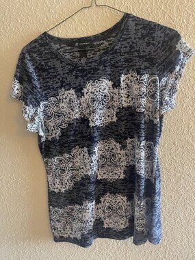 Blue Burnout Material Tee Shirt
